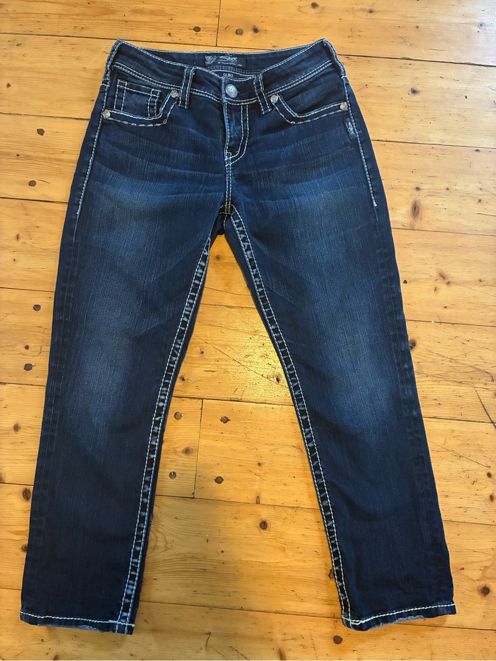 Silver Jeans Co. Women's Dark Jeans Suki High Capri Cut W28